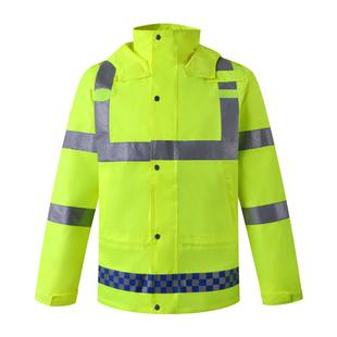 cnss交通反光棉衣加厚荧光黄反光条服装