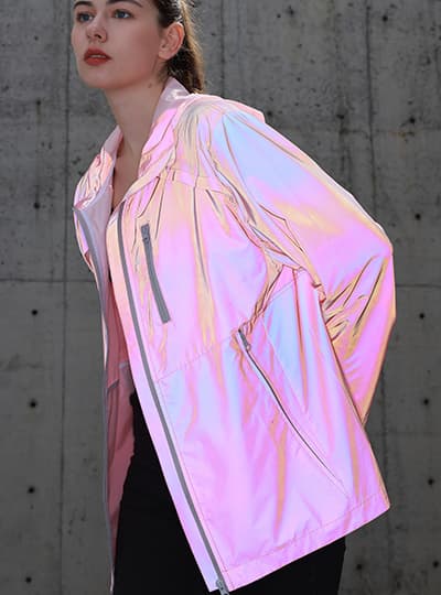 时尚夹克羽绒渐变反光面料